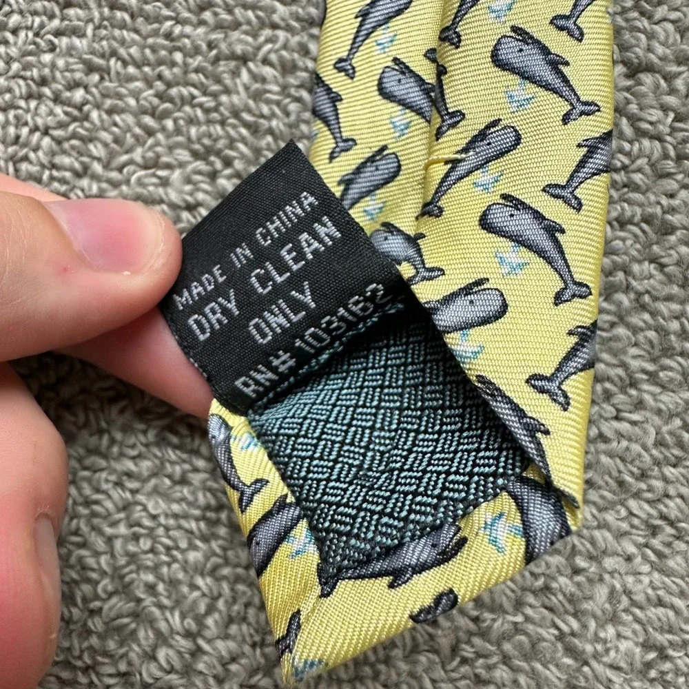 Rivety of Boston Mens Silk Tie Yellow Spouting Whale Nautical Novelty Handmade